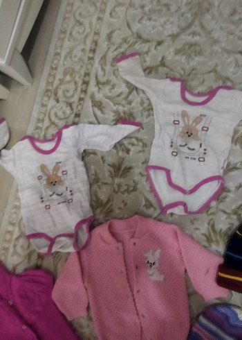 3 Ay Beden Kız Bebek Örgü Uzun Kollu Pembe Takım