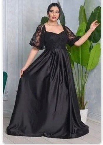 Nakışlı Siyah Uzun Kadın Abiye Elbise - Görsel 3