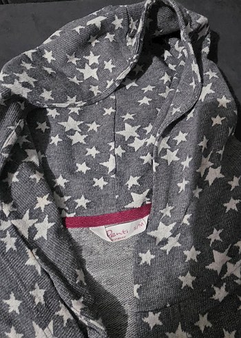 Gri Uzun Kollu Kapüşonlu Kadın Sabahlık - Görsel 2