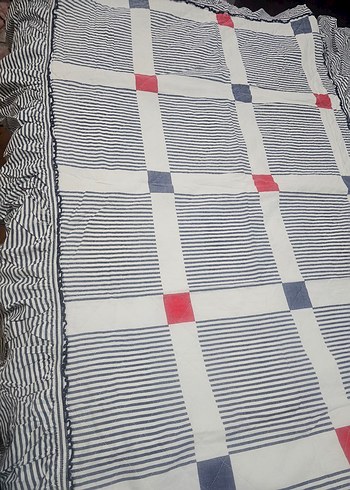 Gri Çok Renkli Kareli Yatak Örtüsü - Görsel 2