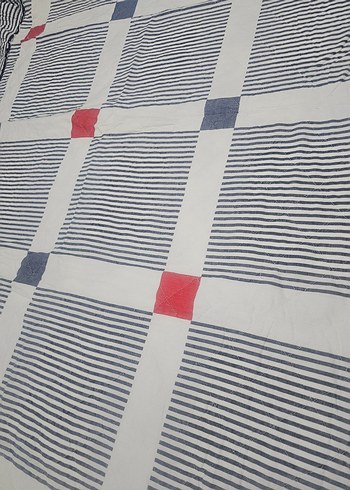 Gri Çok Renkli Kareli Yatak Örtüsü - Görsel 3