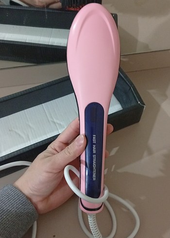 Pembe Elektrikli Saç Düzleştirici Tarak - Görsel 2