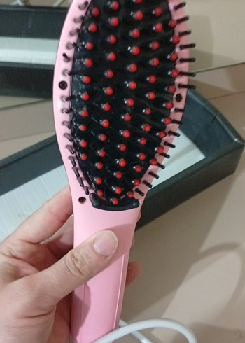 Pembe Elektrikli Saç Düzleştirici Tarak - Görsel 3
