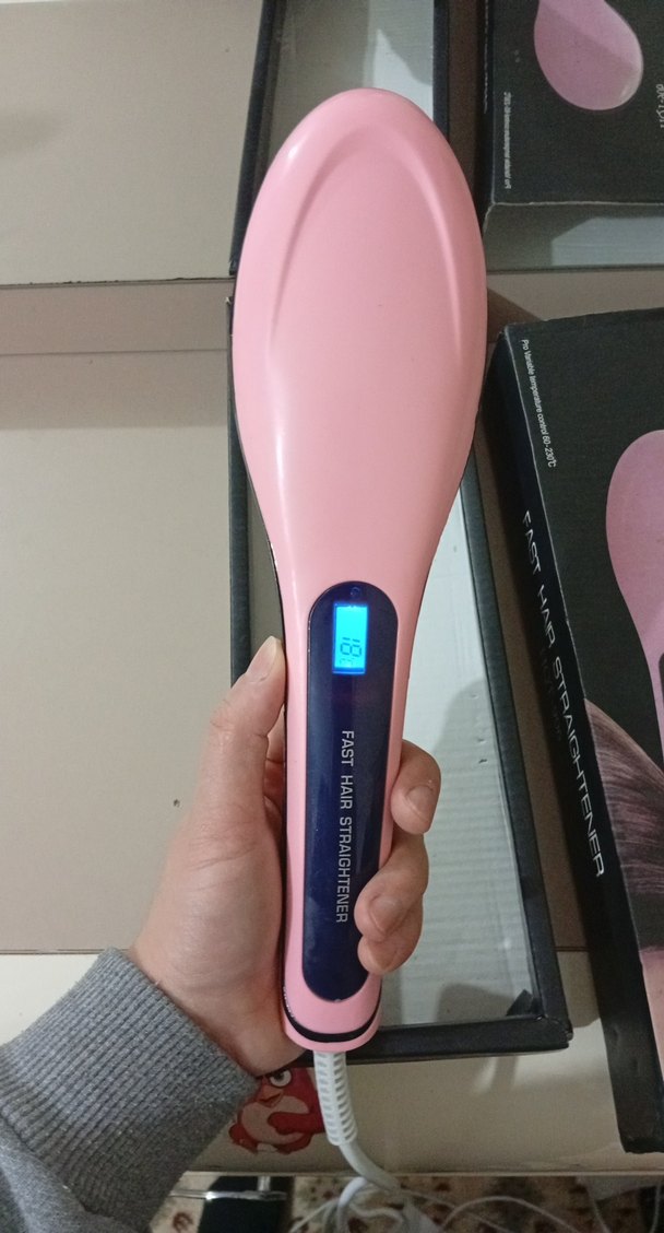 Pembe Elektrikli Saç Düzleştirici Tarak - Görsel 5