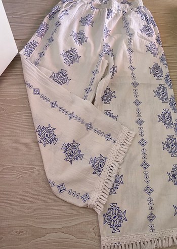 m Beden Püsküllü Nakışlı Bohem Kadın keten Pantolon