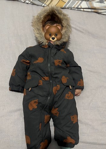 Kahverengi Kürklü Bebek Erkek astronot kar montu - Görsel 2