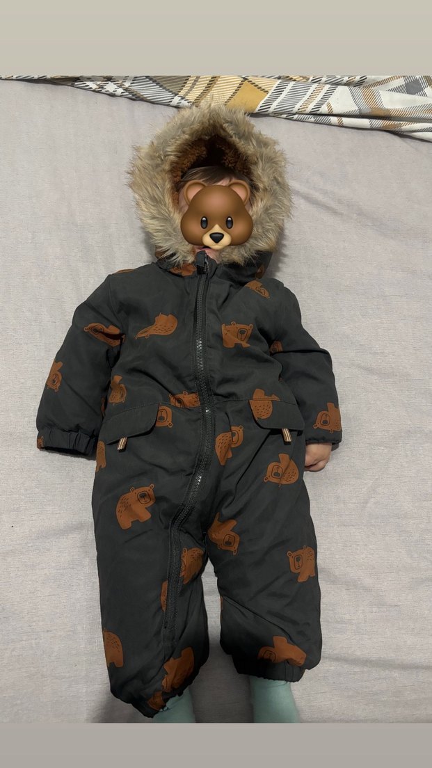 Kahverengi Kürklü Bebek Erkek astronot kar montu - Görsel 2