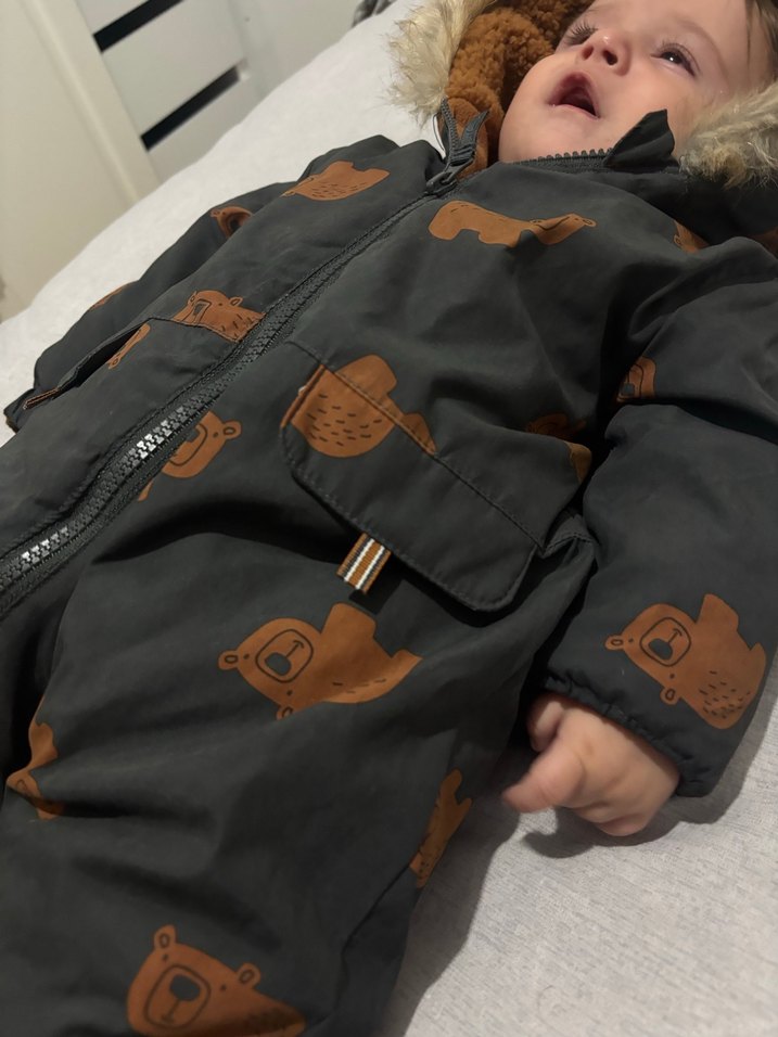 Kahverengi Kürklü Bebek Erkek astronot kar montu - Görsel 4