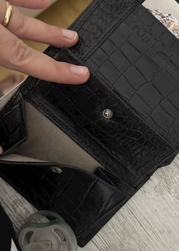 VAKKO Siyah Deri Yılan Desenli Kadın Cüzdan - Görsel 5