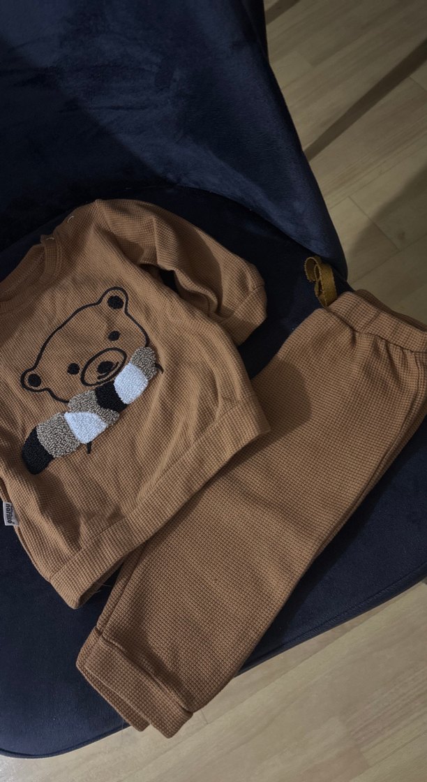 Örme Kahverengi Bebek Takım - Görsel 2