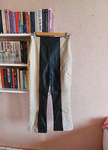 s Beden çeşitli Renk Çift renkli Suni Deri Pantolon