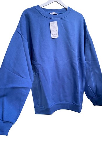 42 Beden Mavi Bisiklet Yaka Oversize Sweatshirt