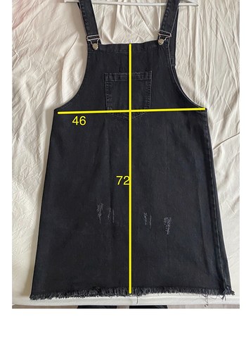 Siyah Denim Midi Salopet Elbise - Görsel 4