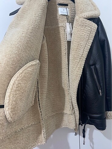 s Beden Stradivarius kürklü biker mont