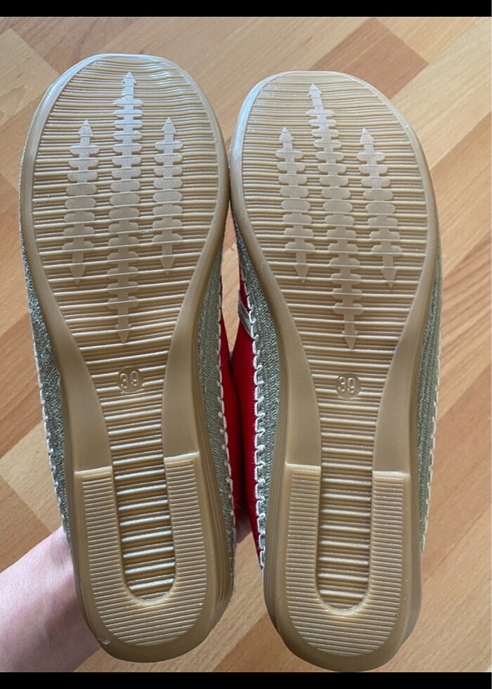 KIRMIZI KETEN ESPADRİL AYAKKABI - Görsel 3