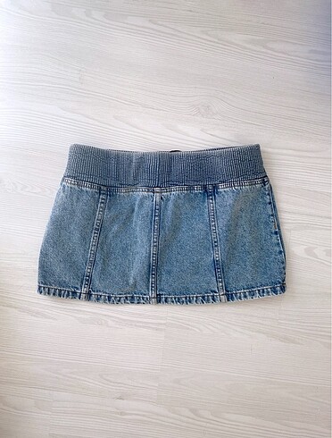 s Beden Pull & Bear Lastikli Denim Mini Etek