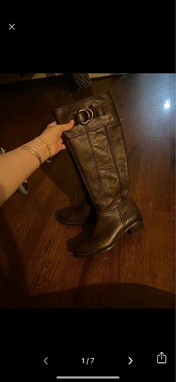 nine west deri kahverengi çizme