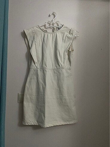H&M bej / krem rengi keten dilvin elbise