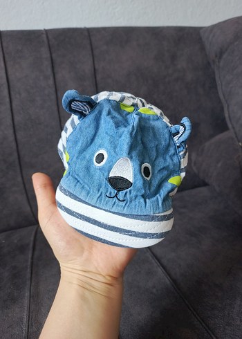 Leopar Desenli Mavi Bebek şapka - Görsel 2