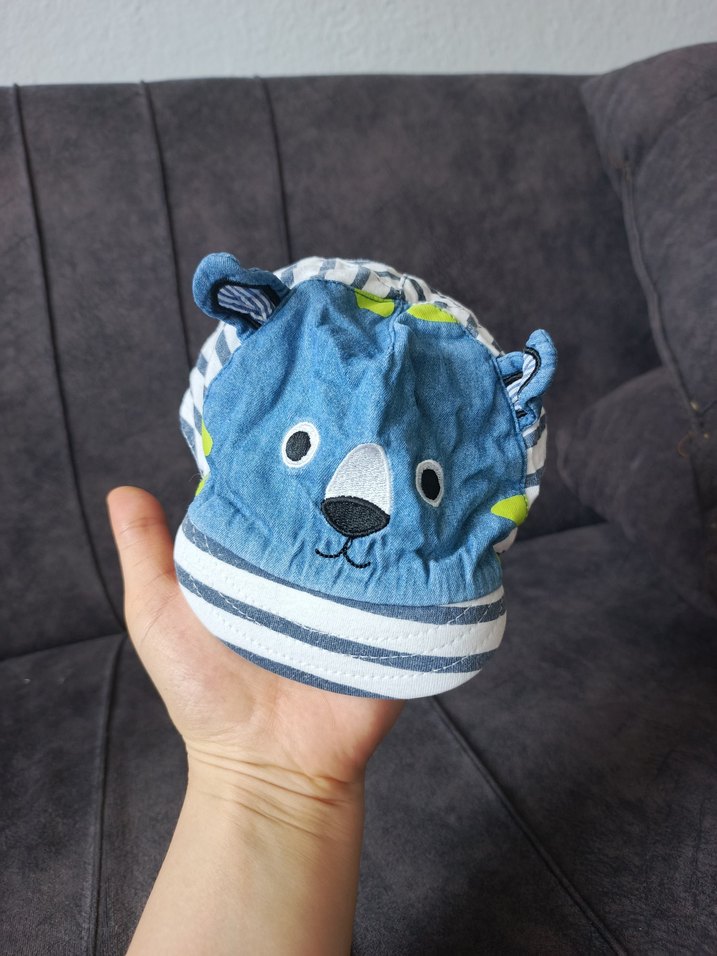 Leopar Desenli Mavi Bebek şapka - Görsel 2