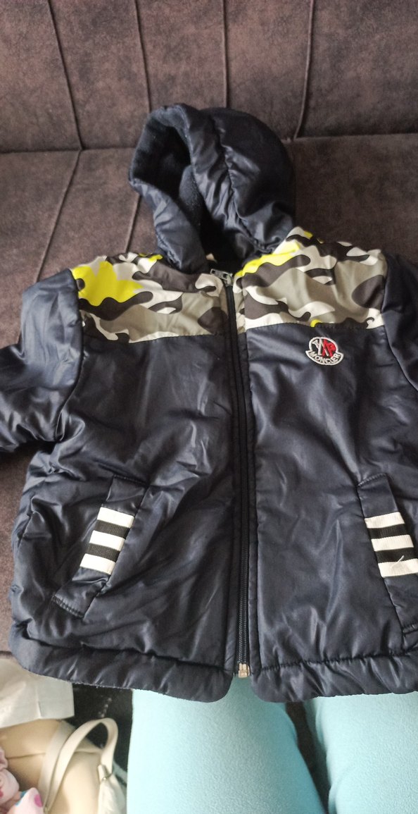 Kapüşonlu Siyah Kamuflaj Erkek Çocuk Mont - Görsel 2