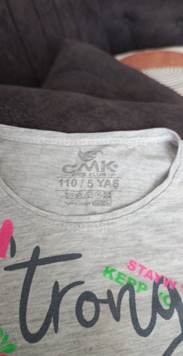 Kız Çocuk Gri Baskılı Tişört - Görsel 2