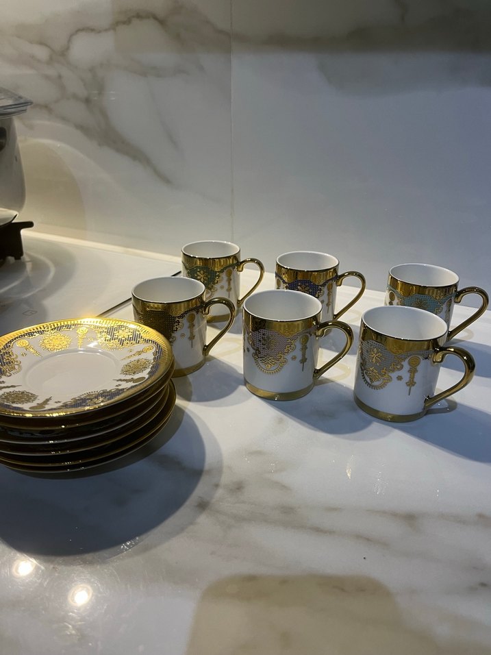 Altın Detaylı Klasik Kahve Fincanı Seti - Görsel 2