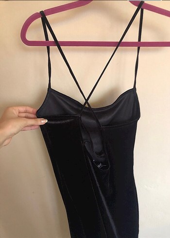 s Beden Siyah Strappy Mini Goth Elbise
