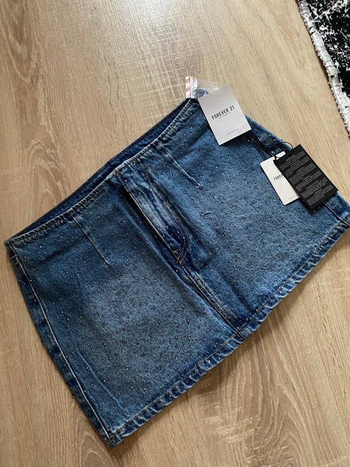 forever new Mavi Denim Mini Etek - Görsel 3