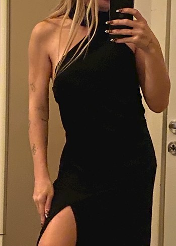 saten elbise boyundan baglamalı - Görsel 3