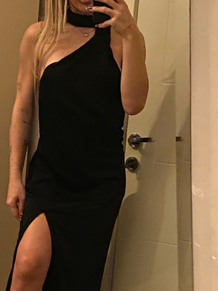 saten elbise boyundan baglamalı - Görsel 5