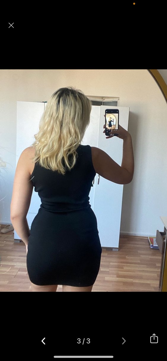 Siyah Halter Yaka Mini Elbise - Görsel 3