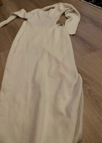 Beyaz Straplez Midi Kalem Elbise - Görsel 5