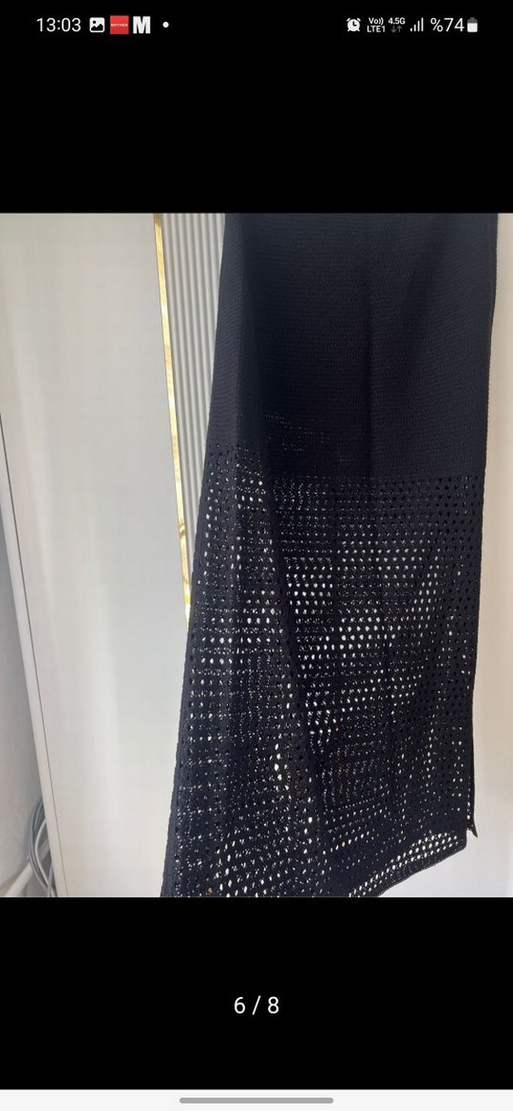 Massimo Dutti Örme Siyah Kadın Uzun Etek - Görsel 4