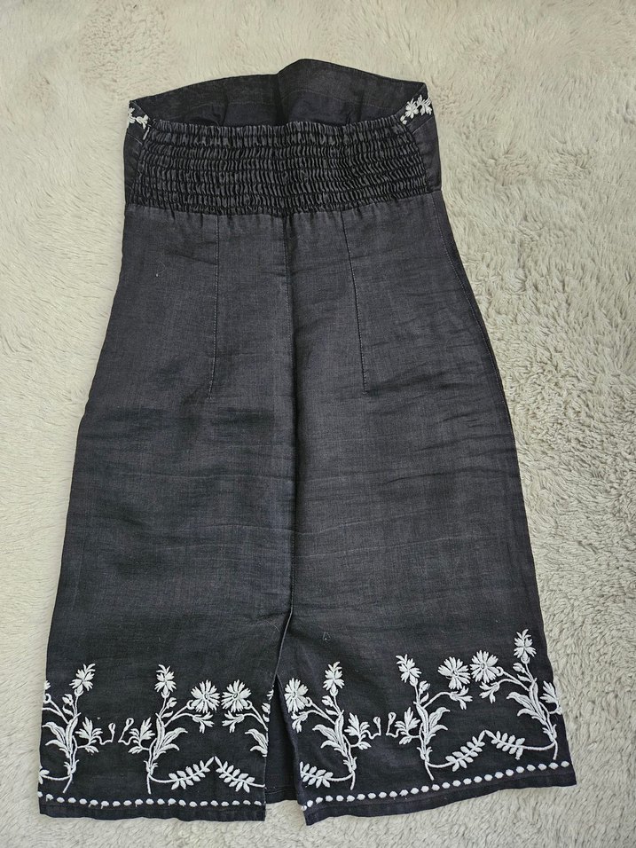 Nakışlı straplez elbise - Görsel 3