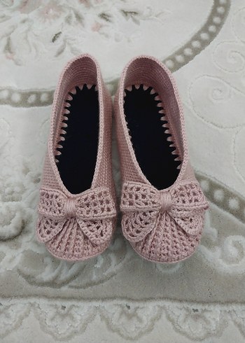 Pembe Örgü Kadın Ev babeti - Görsel 2