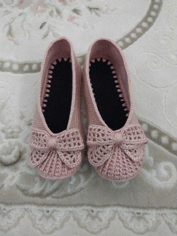 Pembe Örgü Kadın Ev babeti - Görsel 2