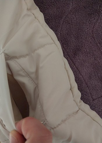 Kız Çocuk krem Kürklü Kapüşonlu Mont - Görsel 5