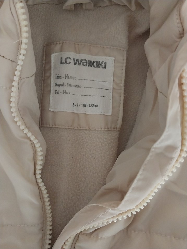 Kız Çocuk krem Kürklü Kapüşonlu Mont - Görsel 3