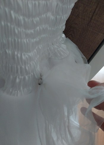 Beyaz Straplez Kız Çocuk Abiye Elbise - Görsel 3