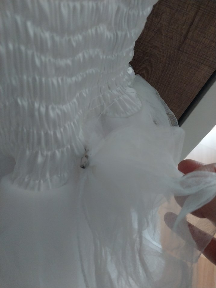 Beyaz Straplez Kız Çocuk Abiye Elbise - Görsel 3