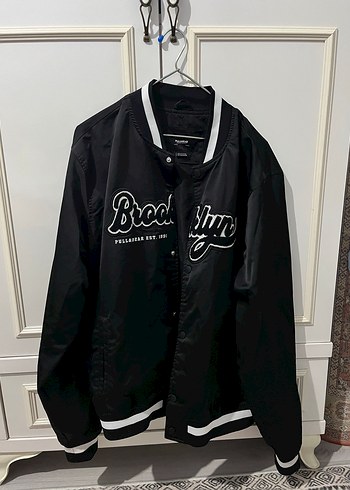 Pull and Beat Brooklyn Baskılı Siyah Street Wear Ceket - Görsel 2