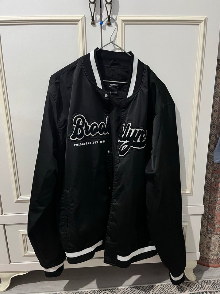 Pull and Beat Brooklyn Baskılı Siyah Street Wear Ceket - Görsel 2