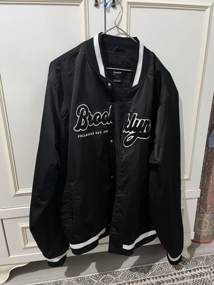 Pull and Beat Brooklyn Baskılı Siyah Street Wear Ceket - Görsel 5