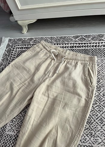 LC Waikiki Bej Keten Midi Kadın Pantolon