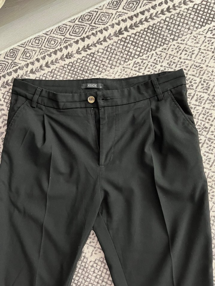 Kadın Siyah Pilili Kumaş Pantolon - Görsel 3