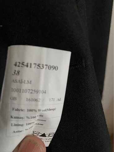 38 Beden siyah Renk Ceket