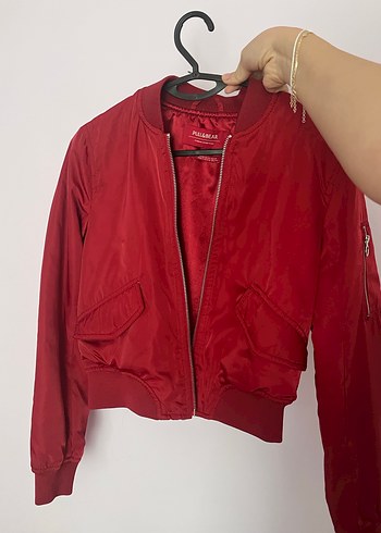 Pull&bear Kırmızı Fermuarlı bomber Ceket