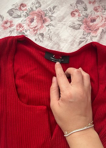 Bershka Kırmızı V Yaka bershka bluz