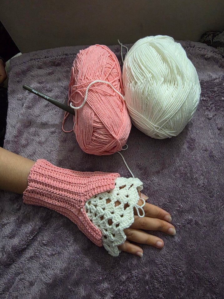 Pembe El Örgüsü 
Vintage Eldiven - Görsel 2